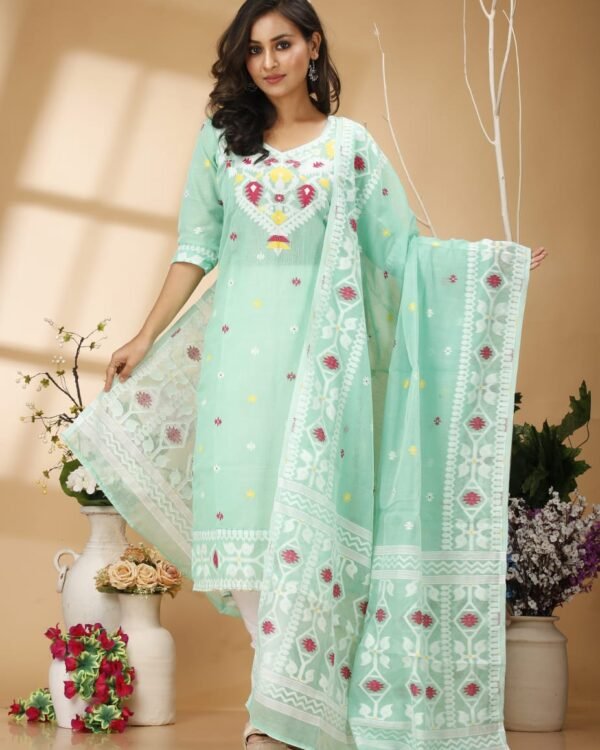 Four Leaf Firoja Unstitched Jamdani Kurti Set