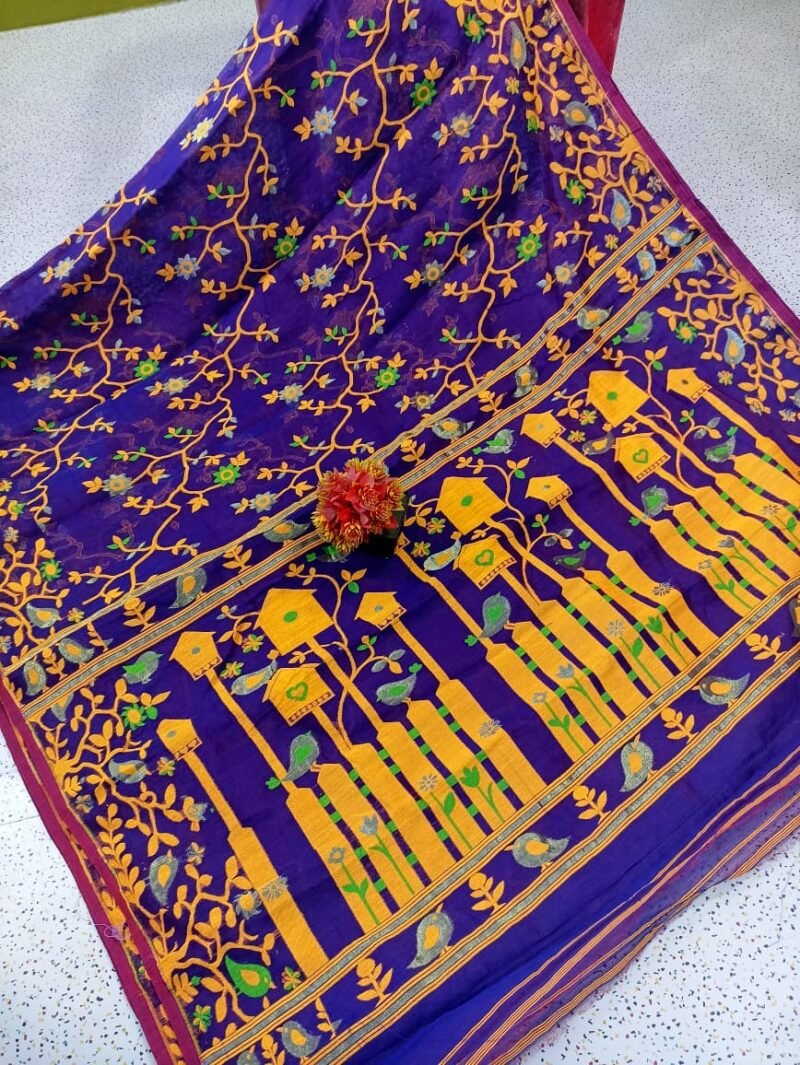 Ghar Pakhi Soft Duel Tone Jamdani Saree - Image 2