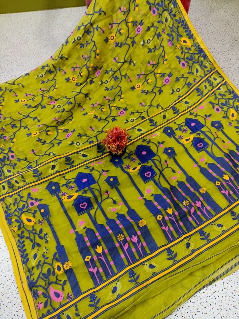 Ghar Pakhi Soft Batabi Jamdani Saree - Image 2