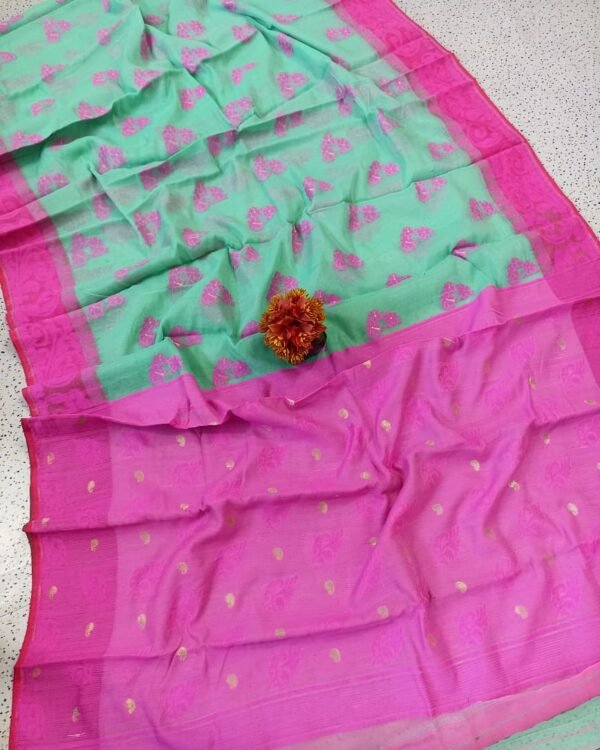 Shiuli Soft Firoja Pink Jamdani Saree