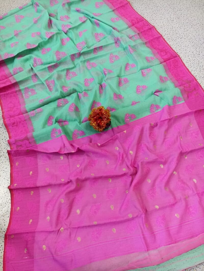 Shiuli Soft Firoja Pink Jamdani Saree