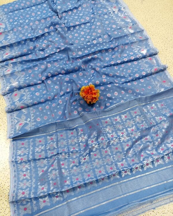 Jori Handloom Blue Soft Jamdani Saree