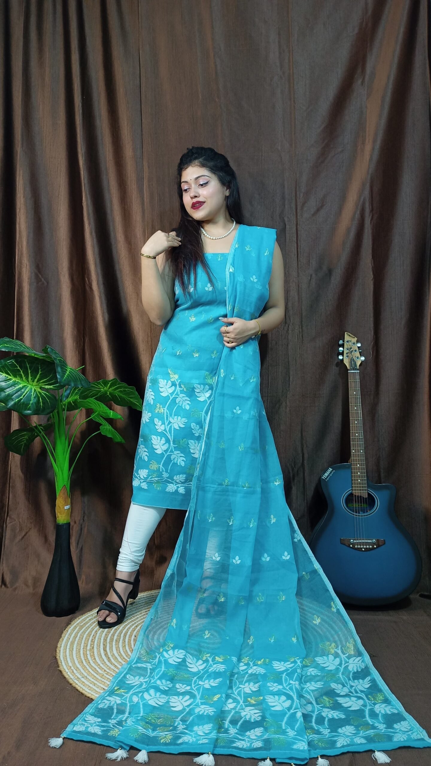Money Planet Firoja Cotton Unstitched Jamdani Suit Set