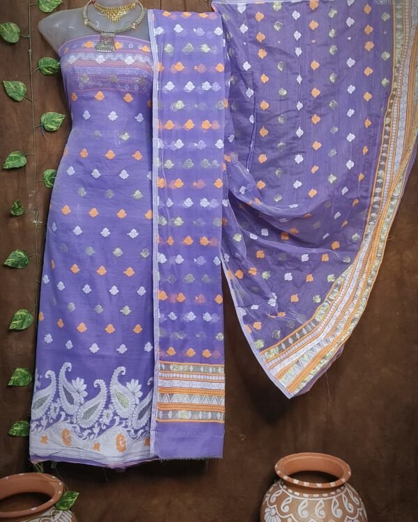 Kolka Purple Unstitched Jamdani Kurti Set