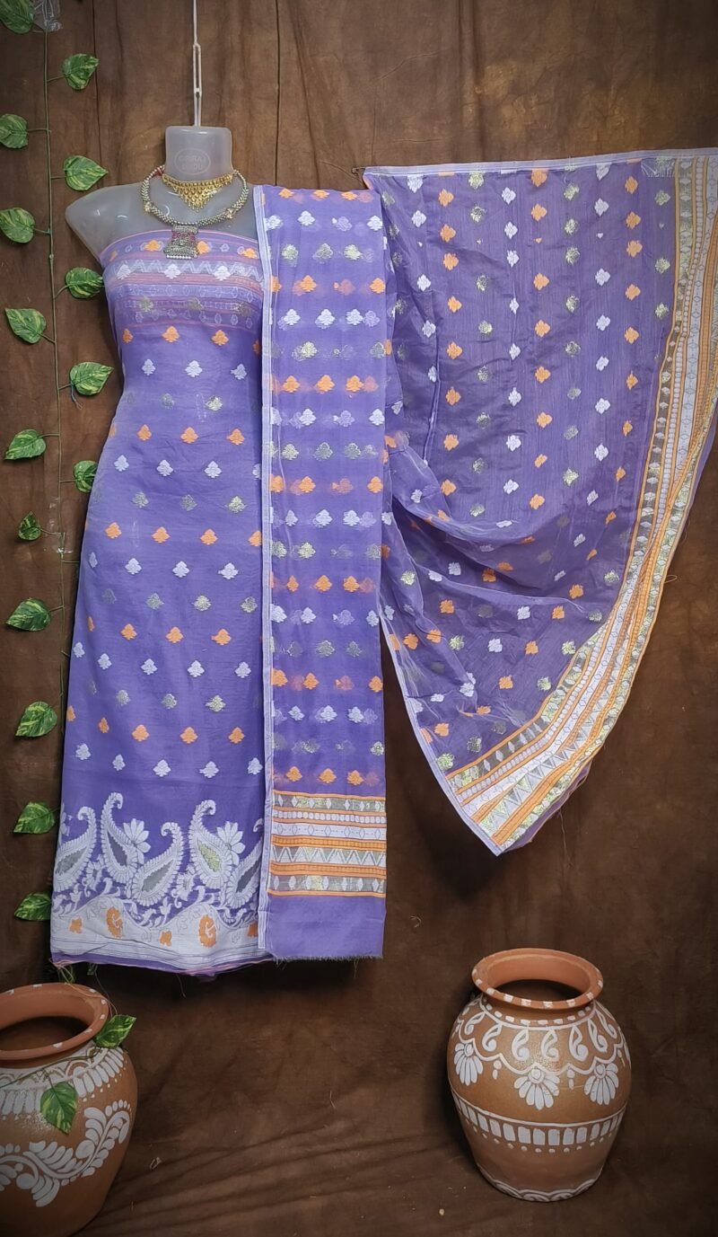 Kolka Purple Unstitched Jamdani Kurti Set
