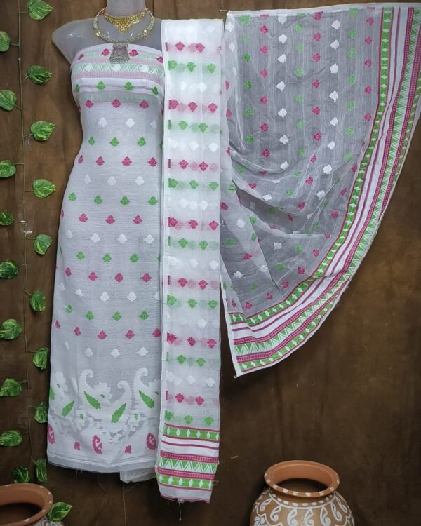 Kolka Grey Unstitched Jamdani Kurti Set