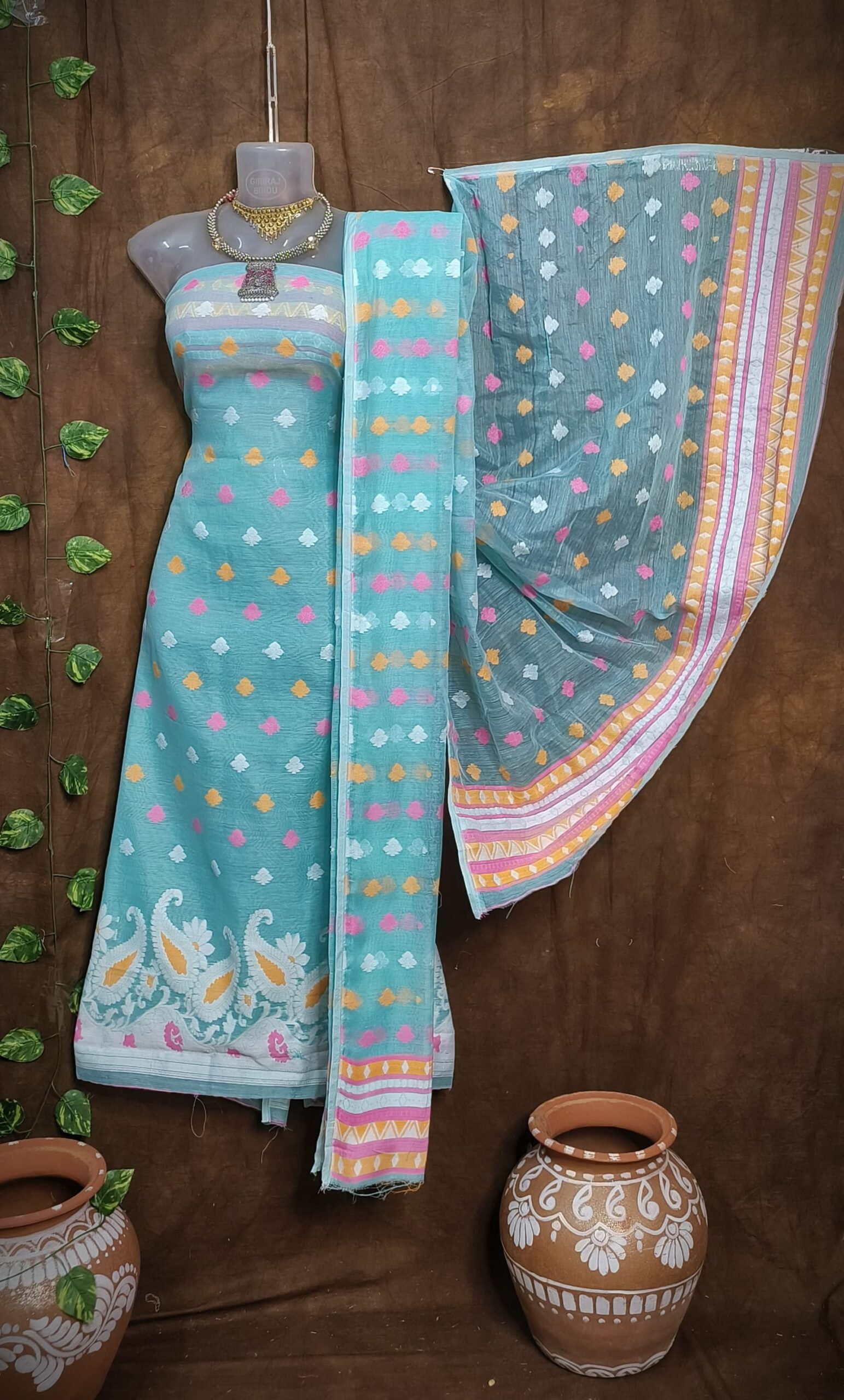 Kolka Firoja Unstitched Jamdani Kurti Set