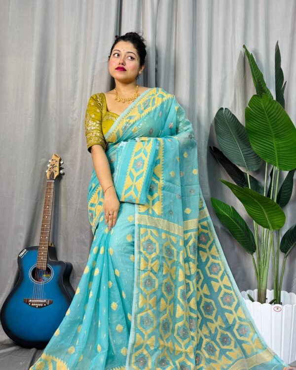 Borfi Soft Firoja Jamdani Saree