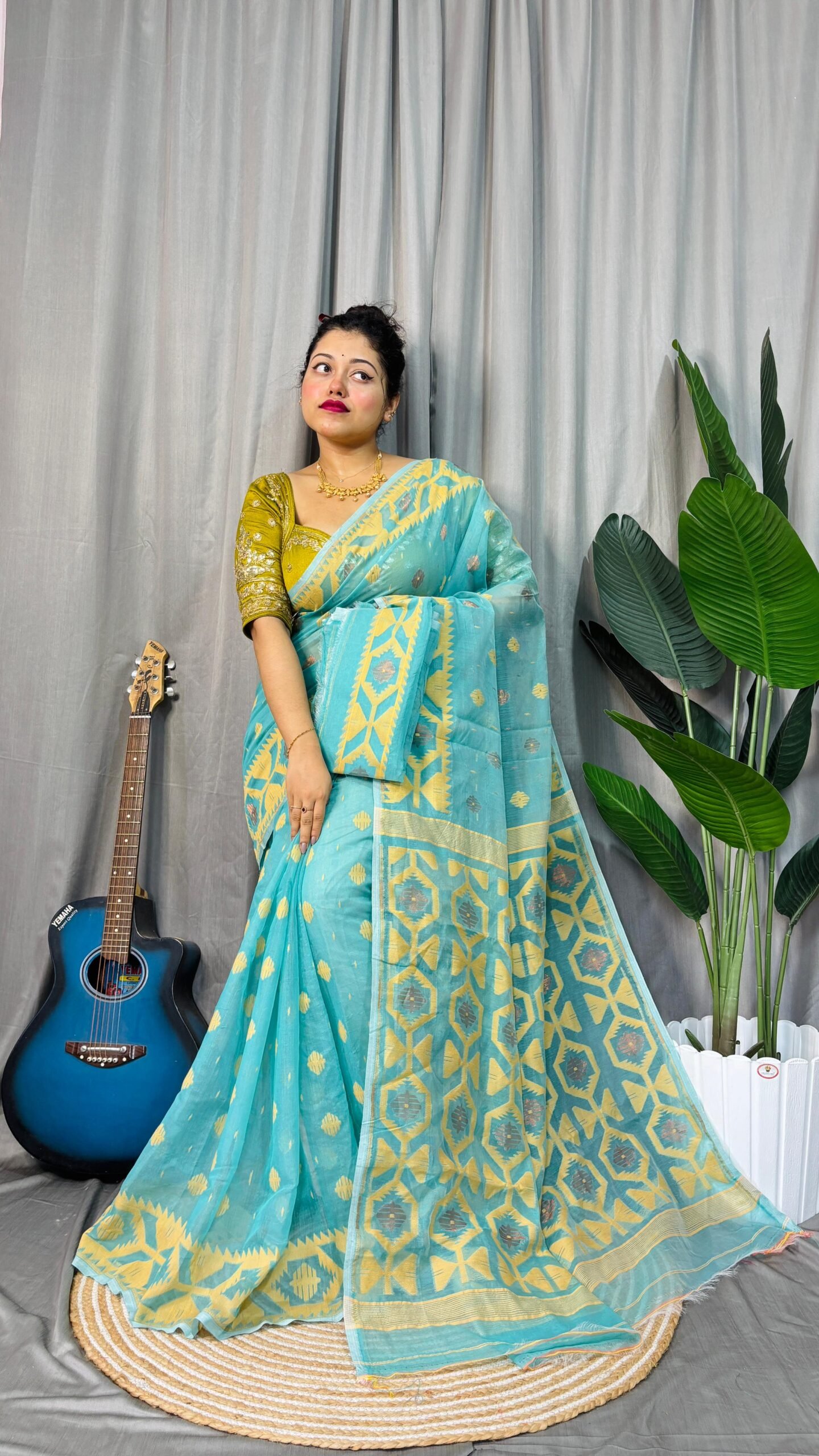 Borfi Soft Firoja Jamdani Saree