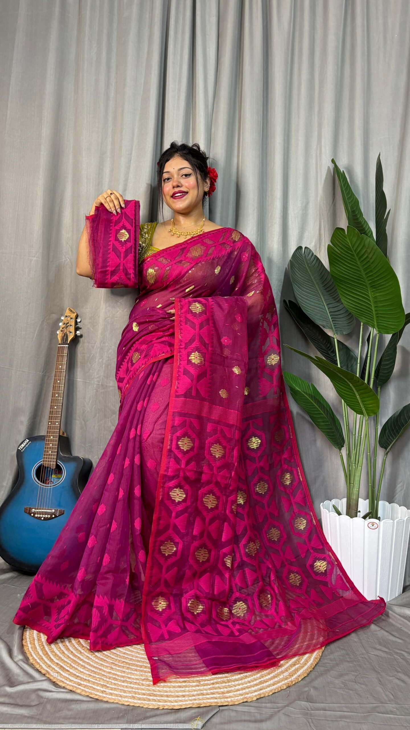 Borfi Soft Majenda Jamdani Saree - Image 3