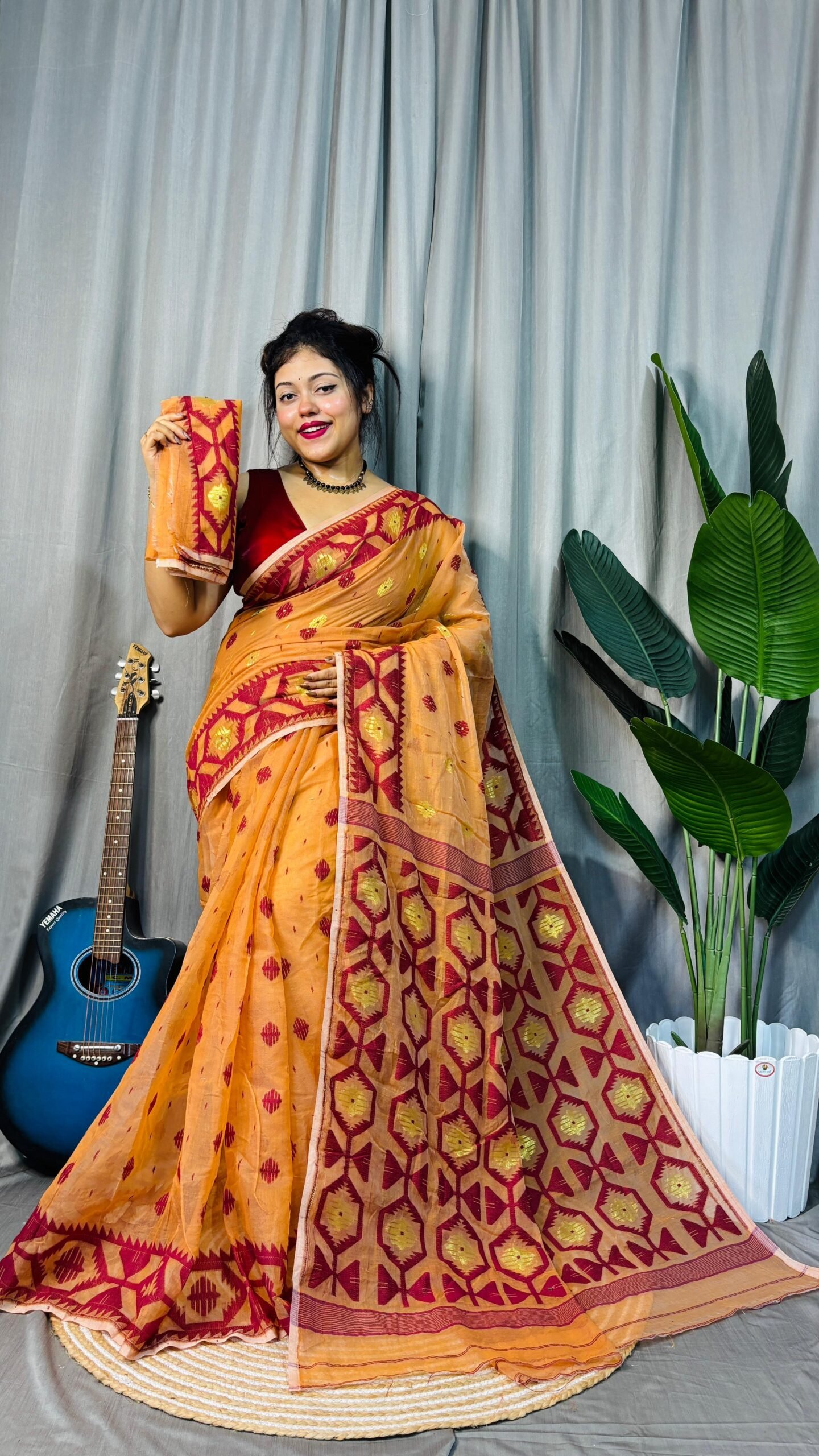 Borfi Soft Maja Jamdani Saree - Image 2