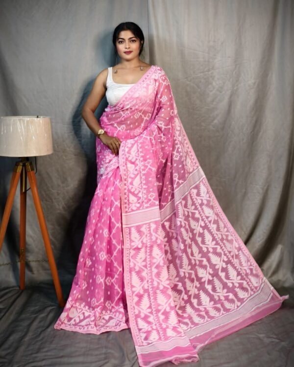 Jhumko Pink Soft Jamdani Saree