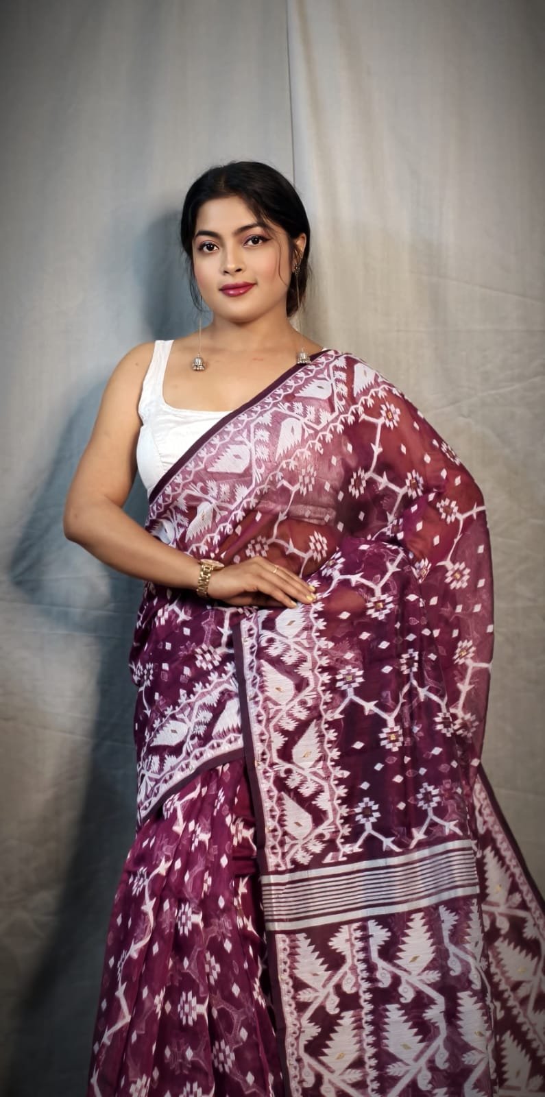 Jhumko Majenda Soft Jamdani Saree