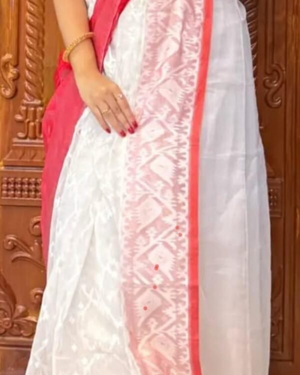 Jhumko White Soft Jamdani Saree