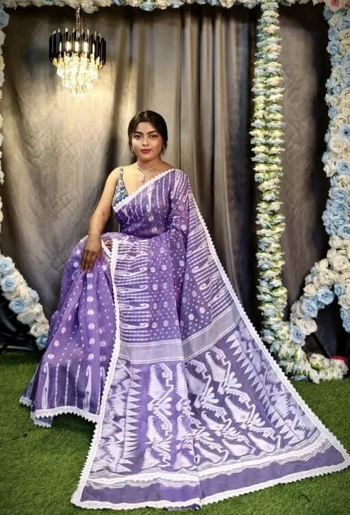 Rafel Purple Soft Jamdani Saree