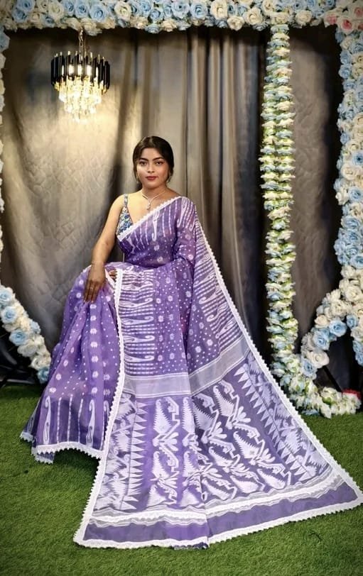 Rafel Purple Soft Jamdani Saree