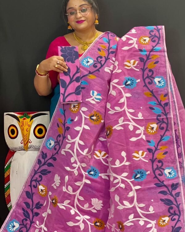Tulip Soft Lavender Jamdani Saree