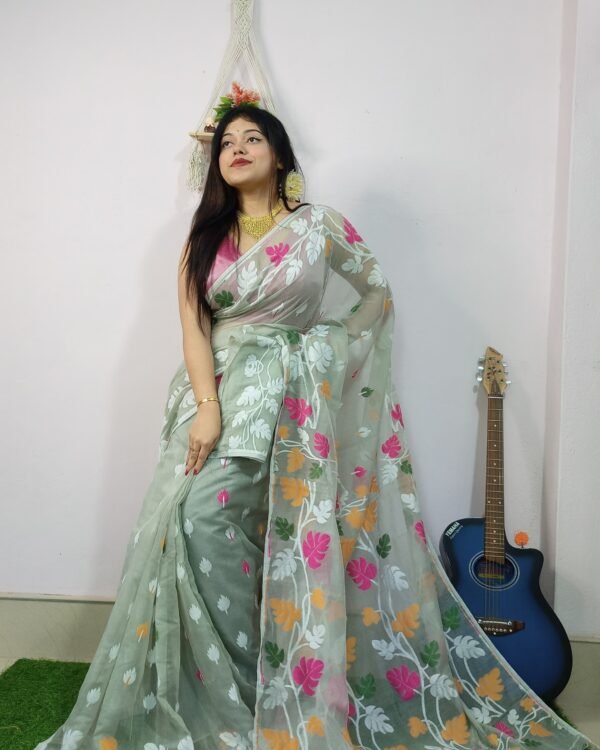 Money Planet Cream Soft Jamdani Saree