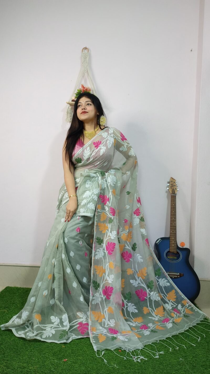 Money Planet Cream Soft Jamdani Saree