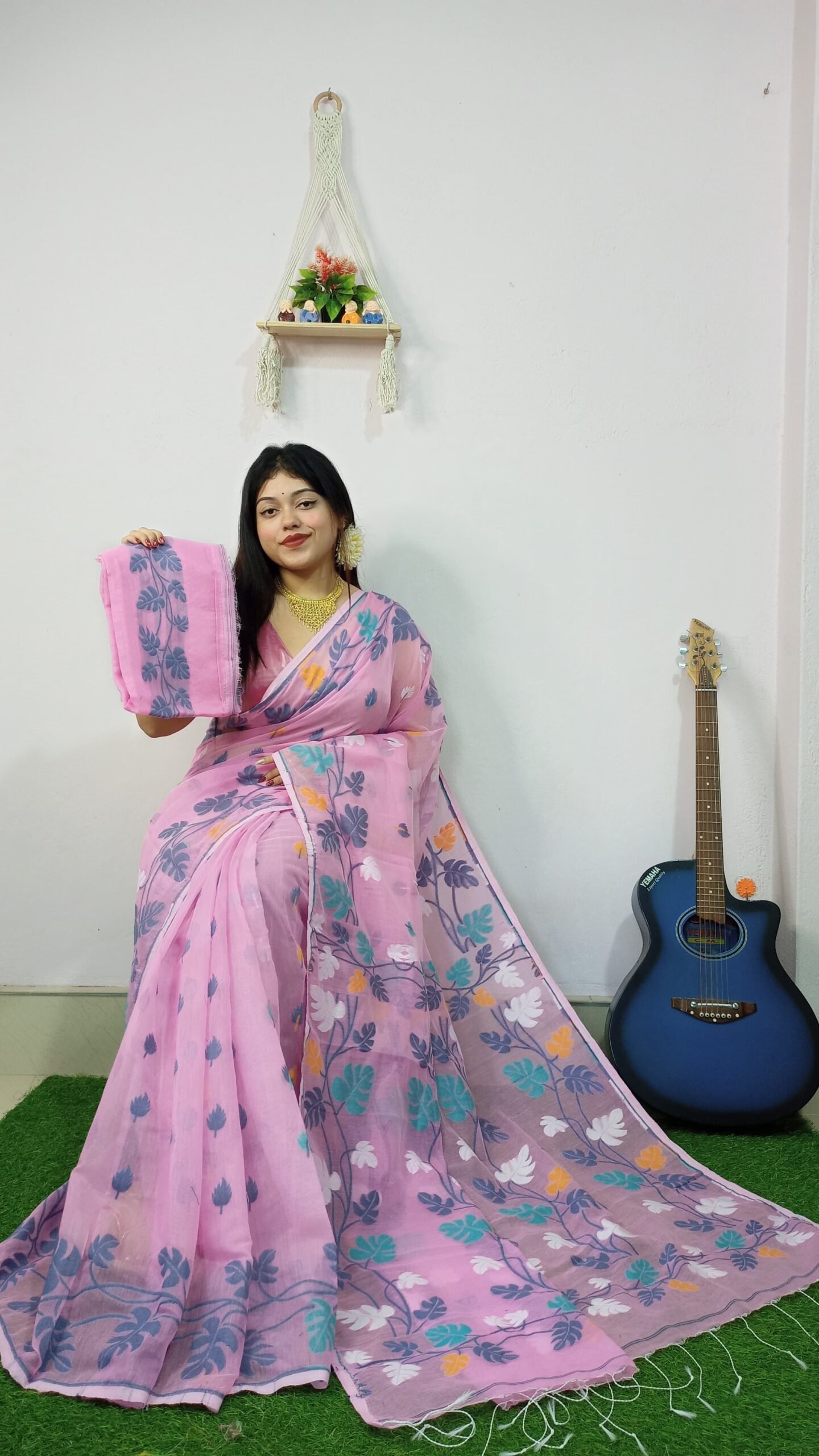 Money Planet Light Pink Soft Jamdani Saree