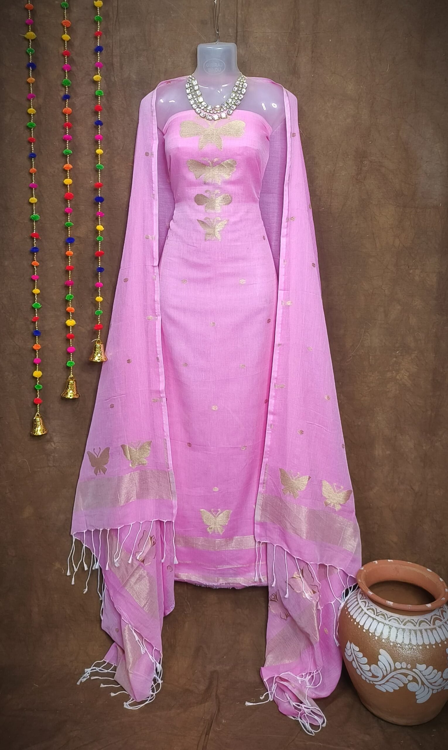 Batterfly Lavender Unstitched Jamdani Kurti Set