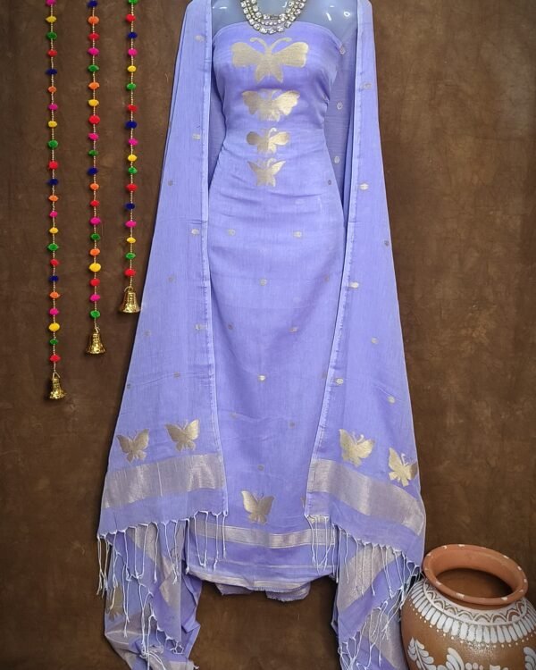 Batterfly Purple Unstitched Jamdani Kurti Set