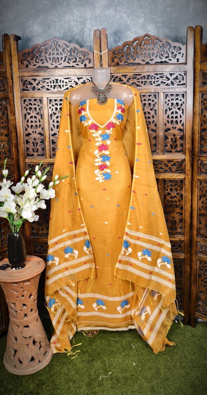 Flower Rast Unstitched Jamdani Kurti Set - Image 2