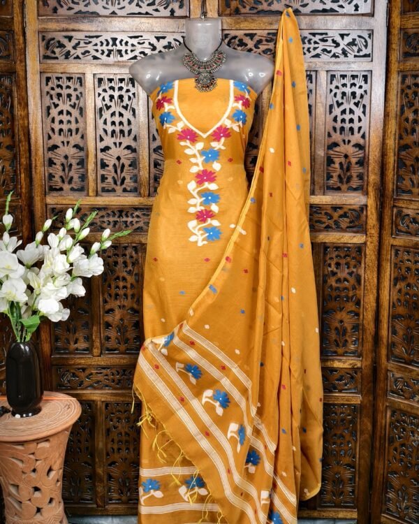 Flower Rast Unstitched Jamdani Kurti Set