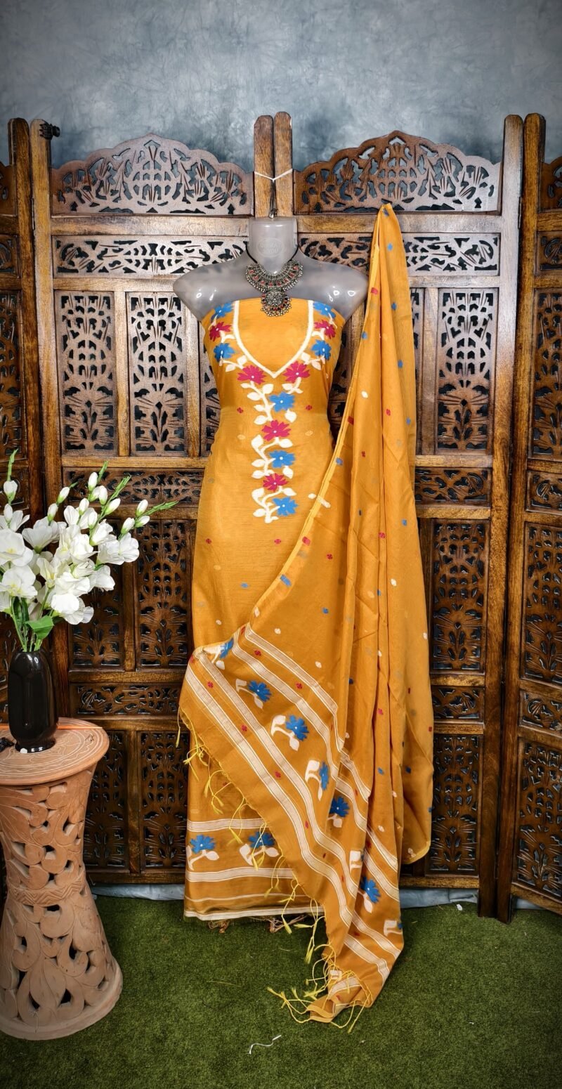 Flower Rast Unstitched Jamdani Kurti Set
