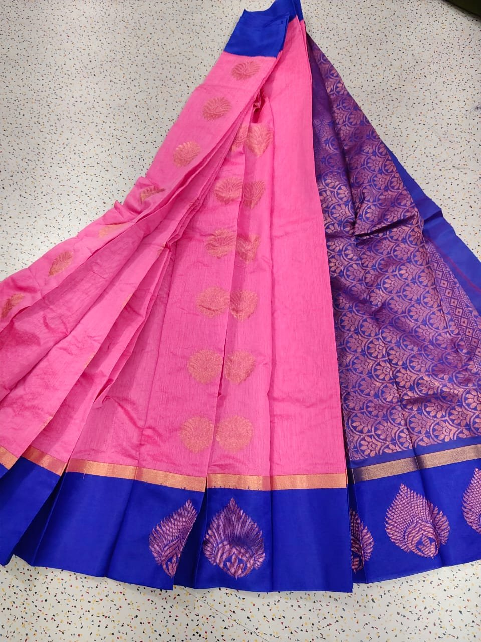 Exclusive Pink Blue Kakinara Silk Saree