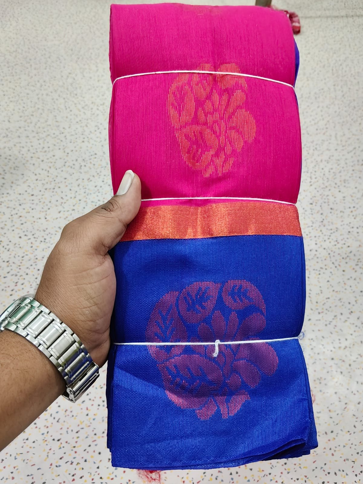 Exclusive Pink Blue Kakinara Silk Saree