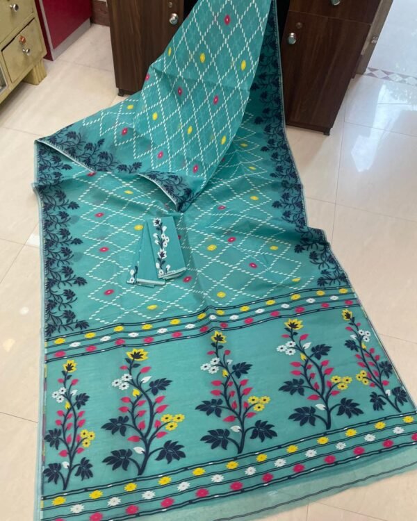 Lata Border Firoja Soft Jamdani Saree