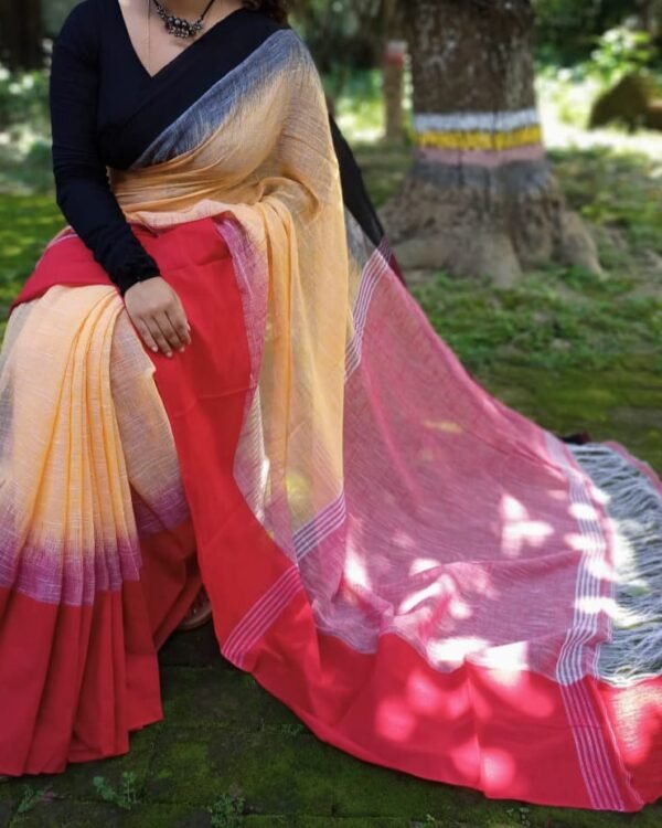 Mahapar 3D Cotton Red Black   Firoja Soft Saree