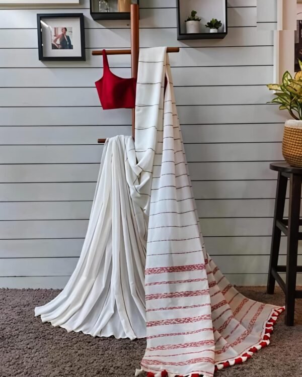 Kesh Khadi White Soft Cotton Saree