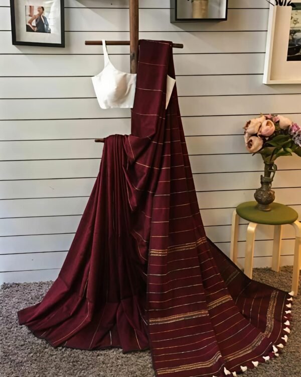 Kesh Khadi Brown Soft Cotton Saree