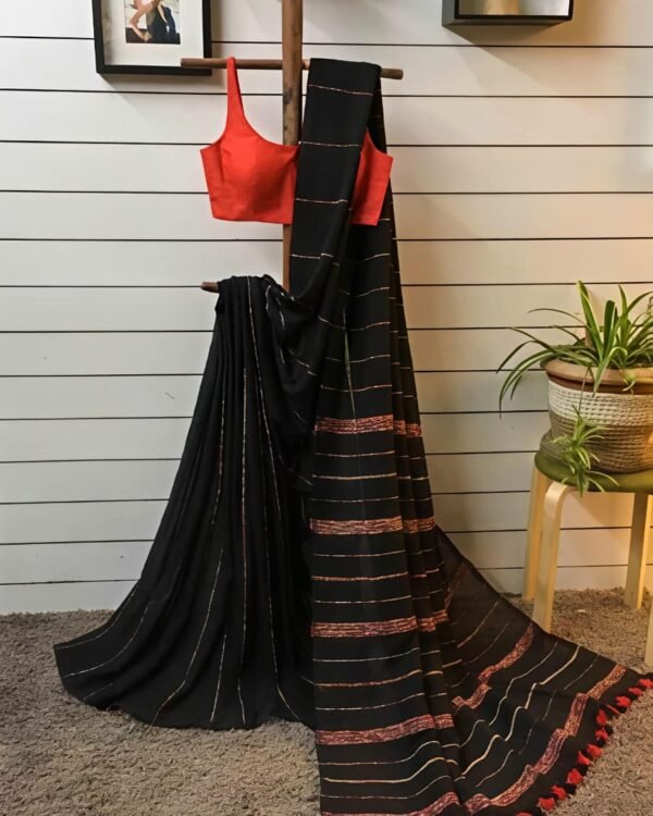 Kesh Khadi Black Soft Cotton Saree