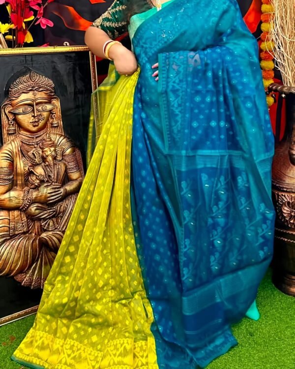 Karat Buti Soft Blue Jamdani Saree