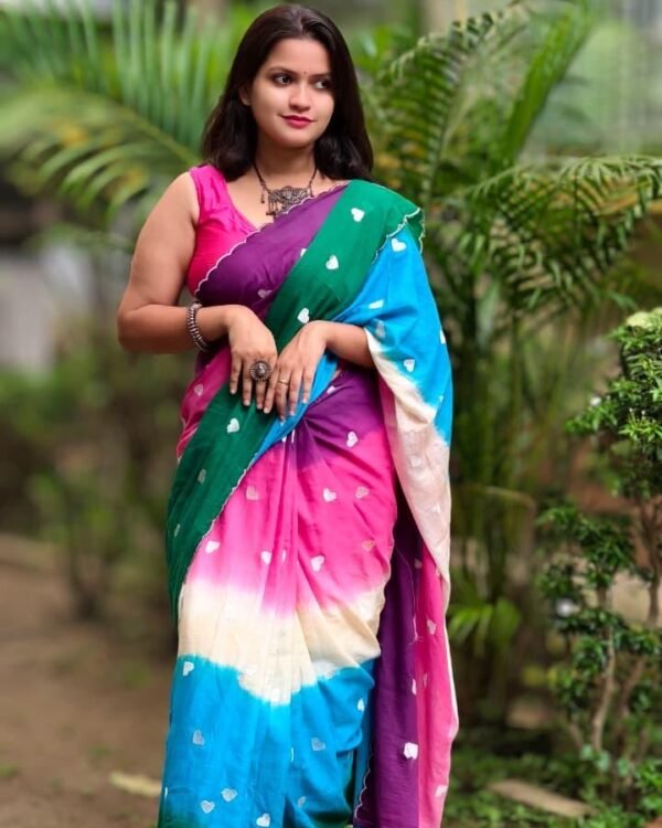 3D Mal Cotton Multi Colour Soft Saree