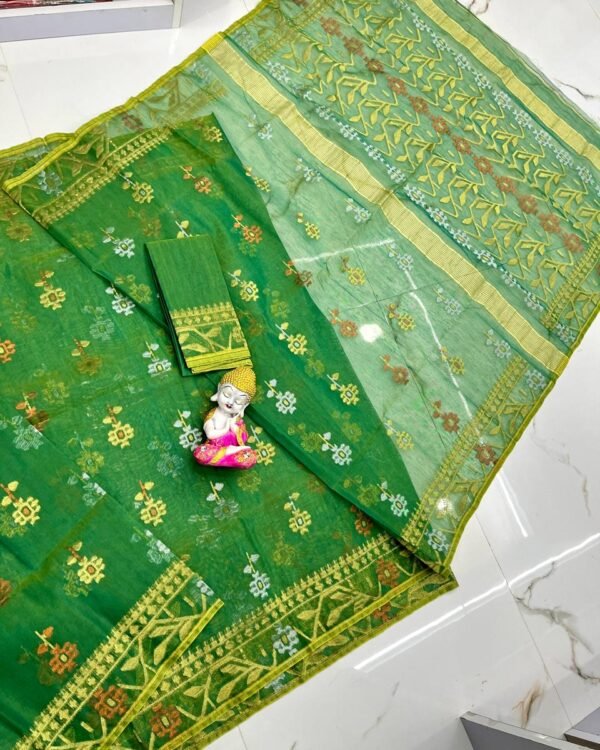 Flower Jori Soft Green Jamdani Saree