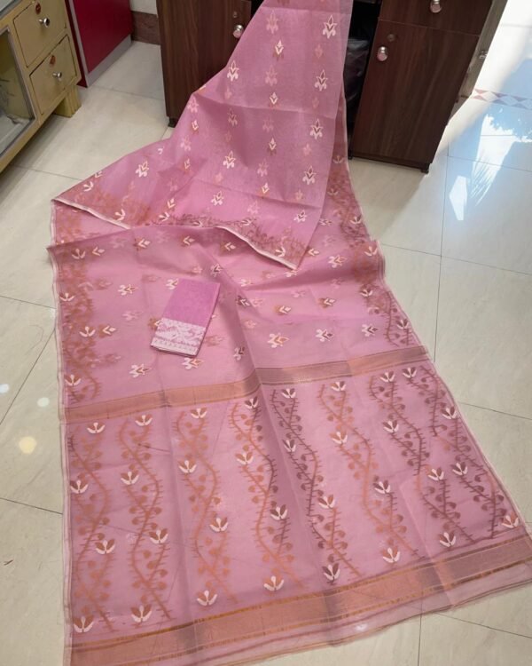 DNA Jori Soft Light Pink Jamdani Saree