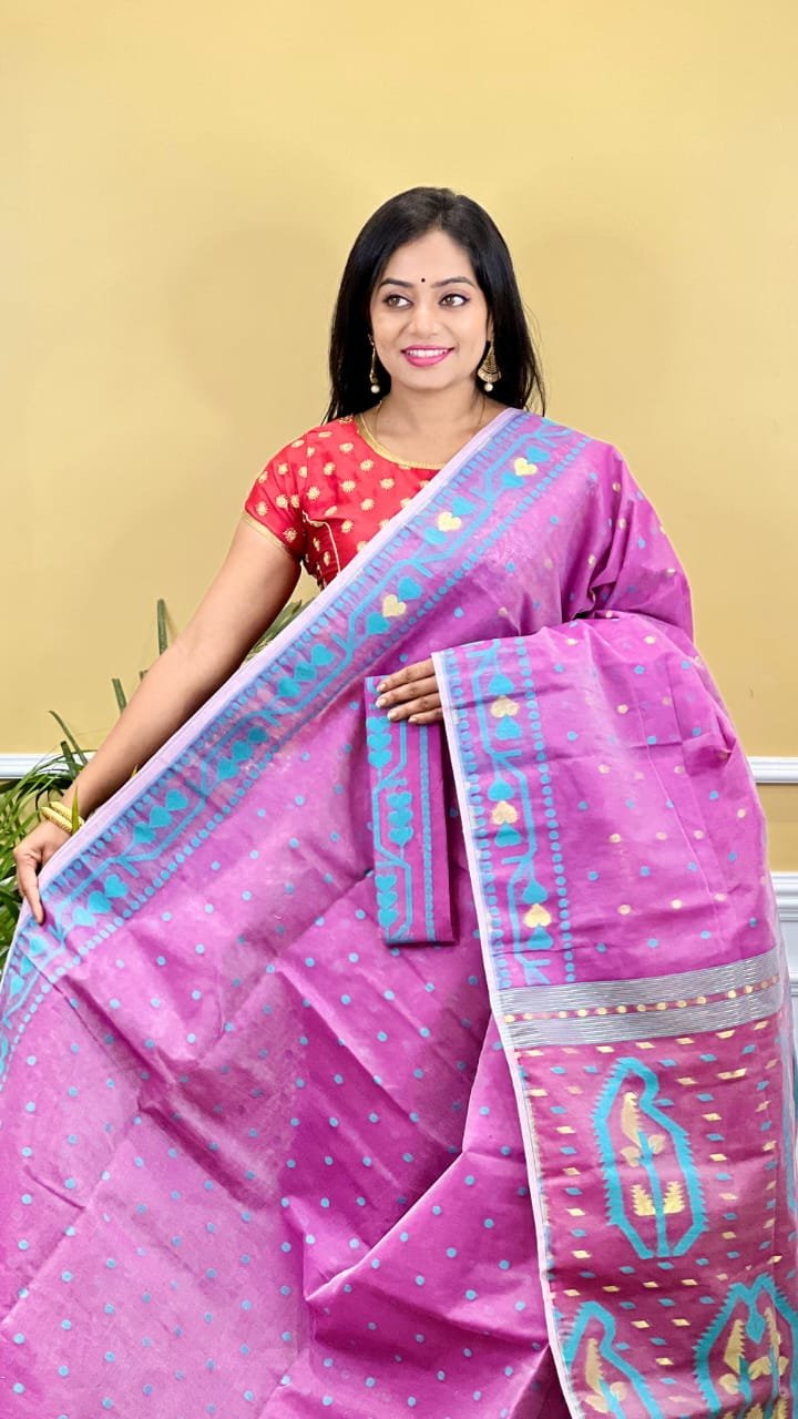 Contest Achol Soft Lavender Jamdani Saree