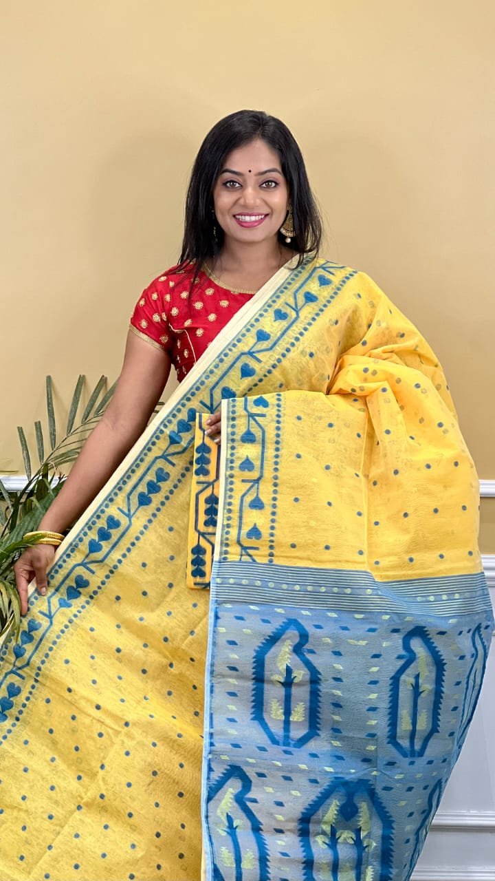 Contest Achol Soft Muga Jamdani Saree