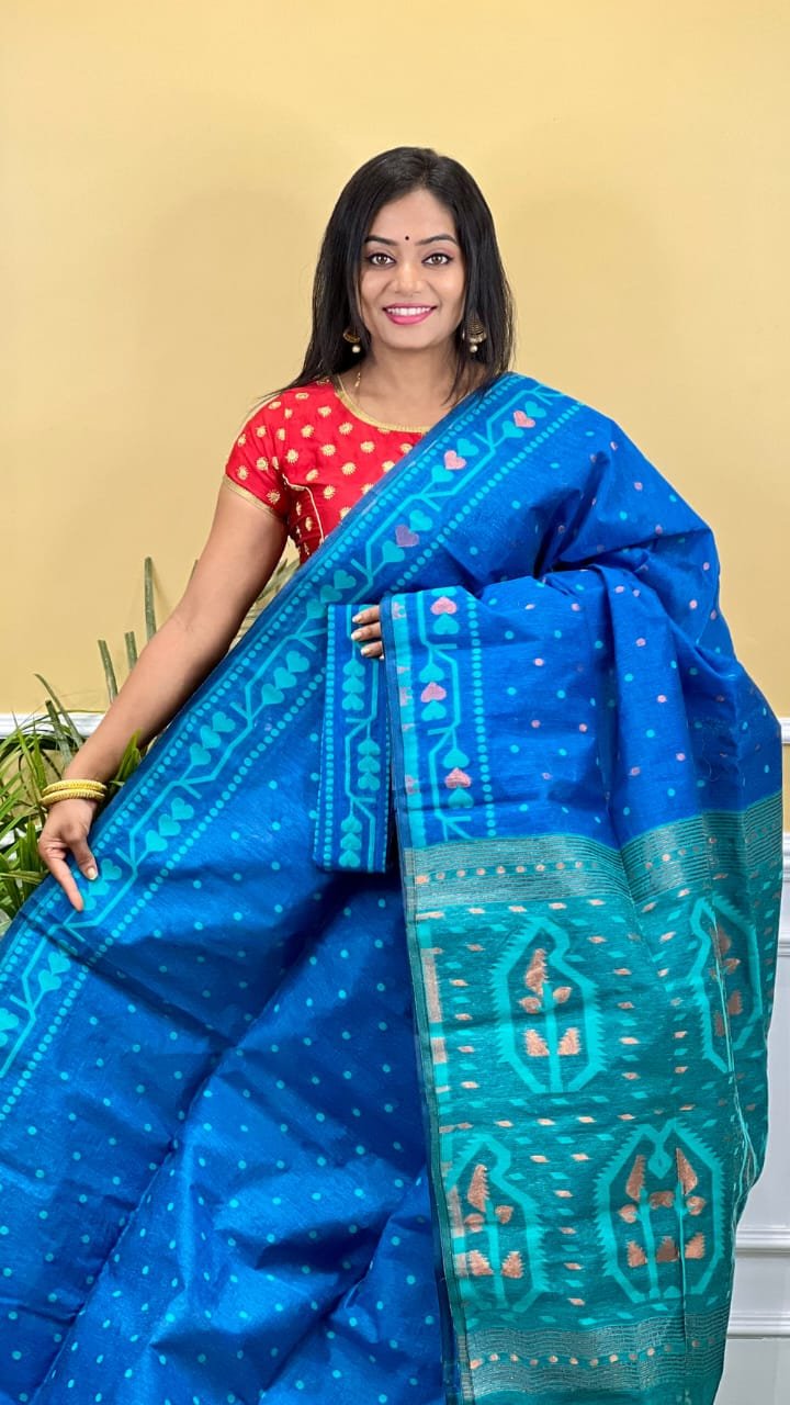 Contest Achol Soft Blue Jamdani Saree
