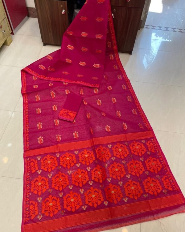 BD Soft Pink Orange Jamdani Saree