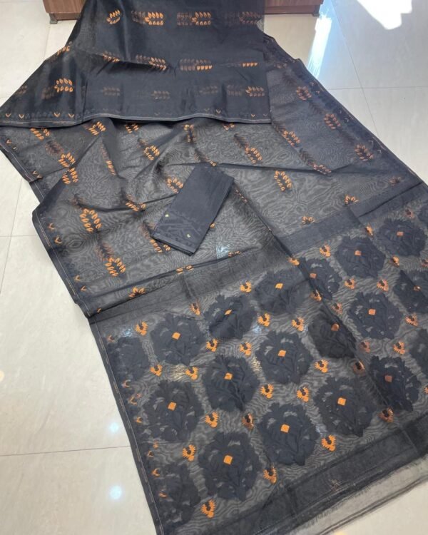 BD Soft Black Self Jamdani Saree