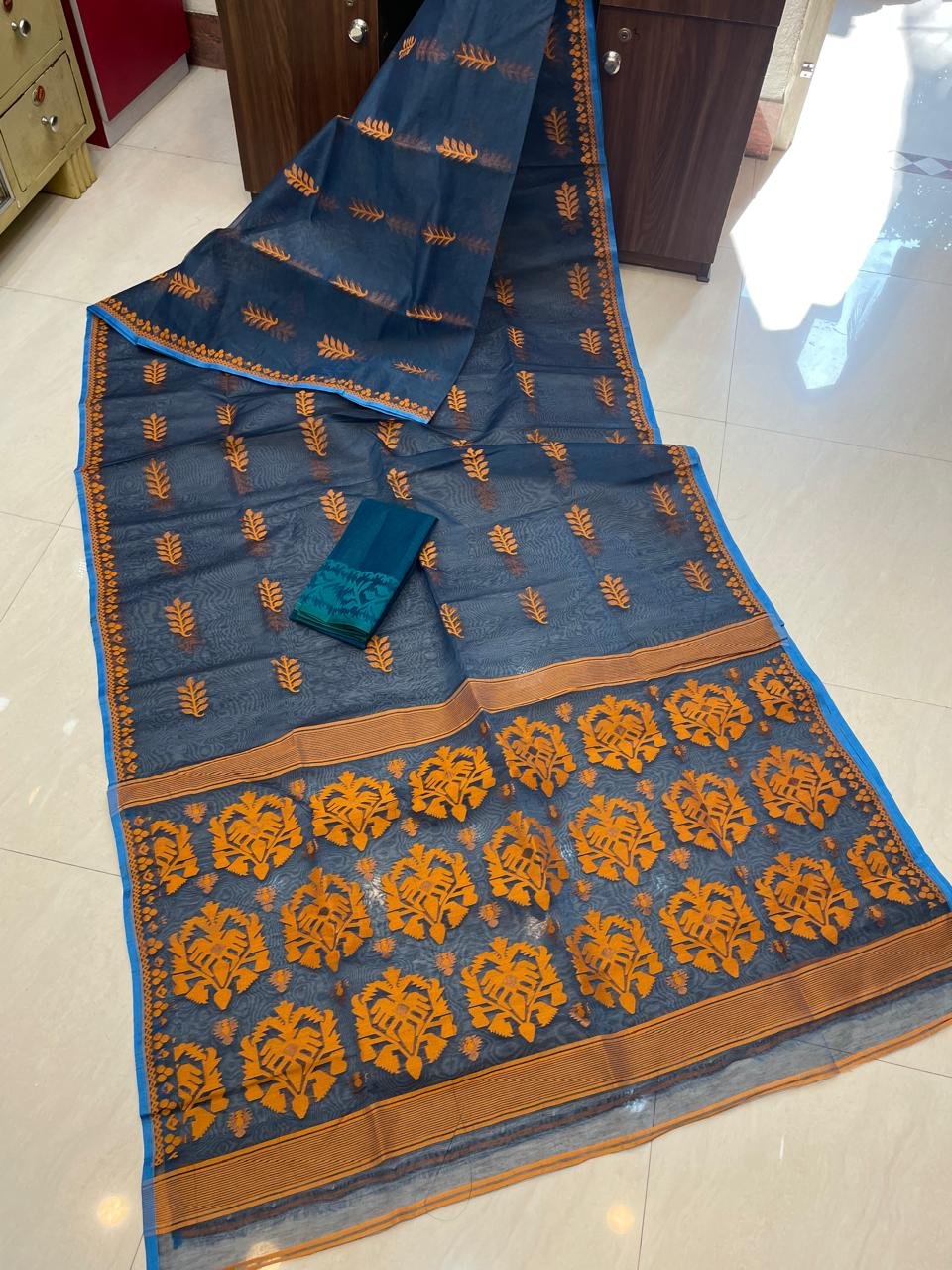 BD Soft Navey Blue Jamdani Saree