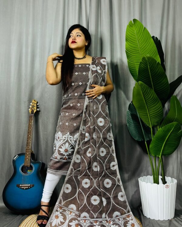 Sunflower Choklet Unstitched 2 Piece Jamdani Suit Set