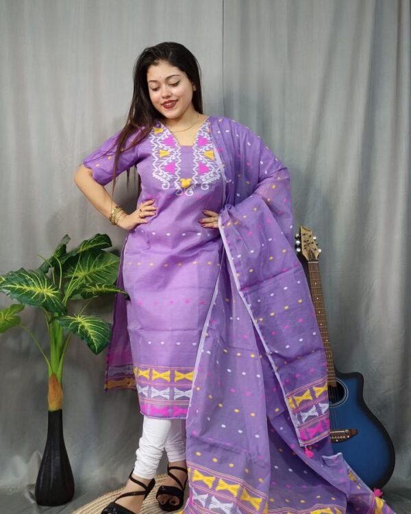 Small Buti Purple Unstitched 2 Piece Jamdani Suit Set