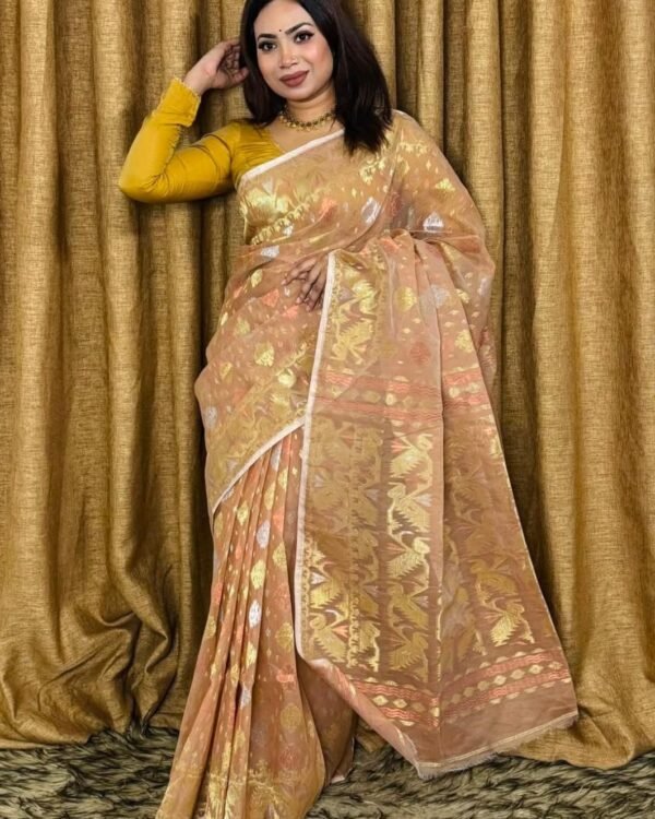 Chakro Jori Soft Ghiye Jamdani Saree