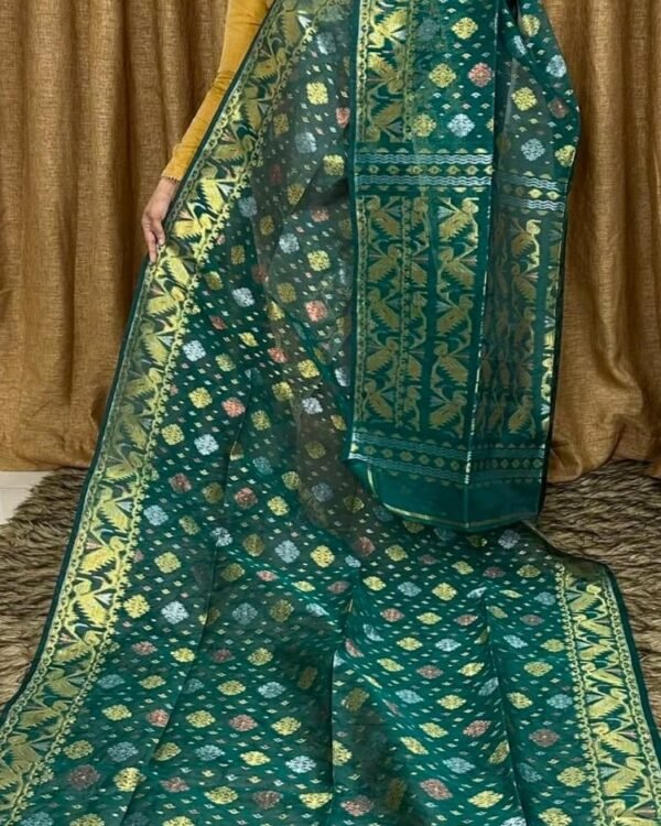 Chakro Jori Soft Green Jamdani Saree